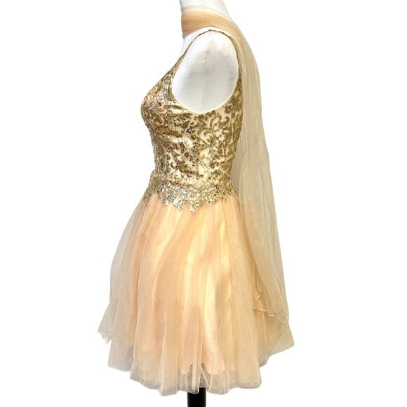 Cinderella Divine Sequin Fit & Flare Mini Party Dress Sleeveless Tulle Skirt XS - Picture 8 of 12
